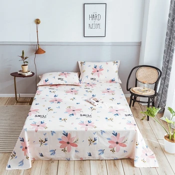 

Yaapeet 3pc set Bed Sheets +2 pc free pillowcase Flat Sheet Striped Printed Bed Bedspreads Queen Bed Cover Dressers for Bedroom