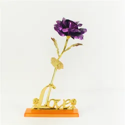 Enchanted Galaxy Rose with 24K Gold Foil in Elegant Gift Box (Purple with base)