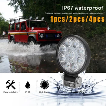 

1pc/2pcs/4pcs 9V-30V 90W 3 Inch Round Car Off-road Truck 9-Bead LED Work Light Spotlight Fog Lamp 9000LM 6000K LED Work Light