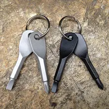 

2 Keys Stainless Keychain Screwdriver Set Outdoor Multi-function Pocket Tool Outdoor