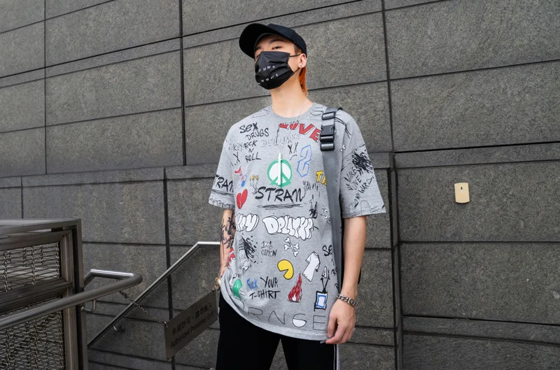Хип-хоп граффити футболки для повседневной носки летние мужские Harajuku повседневные с коротким рукавом мужские футболки модные городские футболки