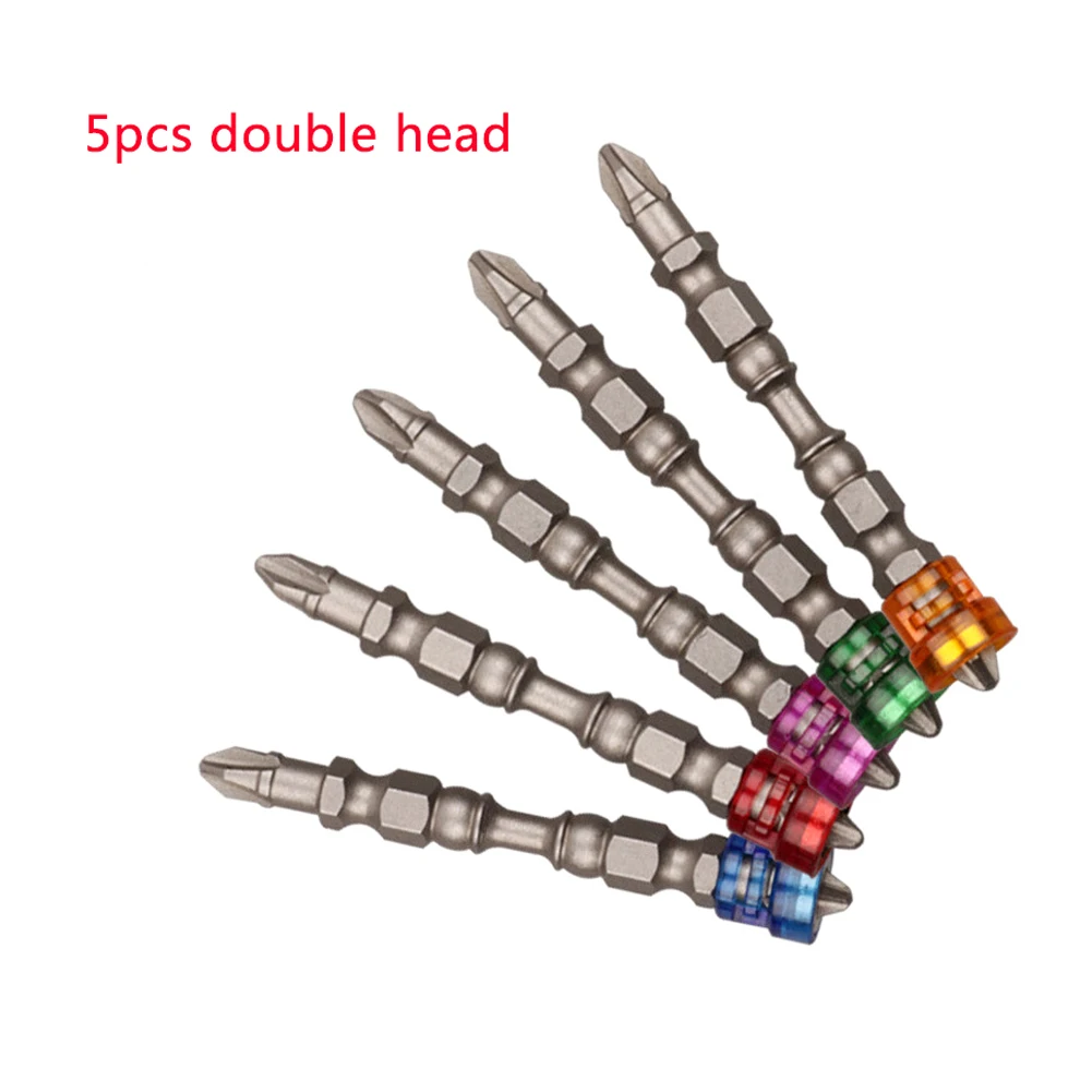 5PCS 65L Double Head Magnetic Driver Cross Drill Set Screwdriver Bit Steel Electric Screw Driver Set For Power Tools