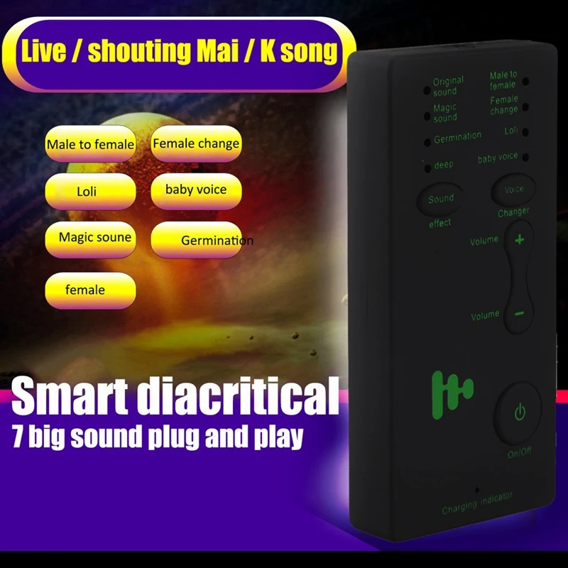  Disguiser Phone Microphone Voice Changer Adapter 8 Voice Changeing Modes for PUBG MIC Game