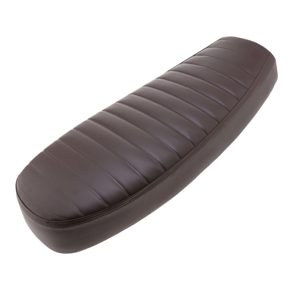 Motorcycle PU Leather Cafe Racer Seat Brown Waterproof Universal Fit