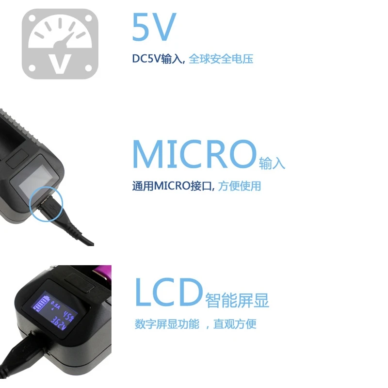 ABKT-Usb Smart Led Дисплей Зарядное устройство с защитой от короткого замыкания в 26650 22650 18650 18500 17670 16340(Cr123A) литиевая Батарея