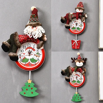 

Cute Merry Christmas Santa Claus Household Wall Time Clock Wall Hanging Christmas Clock Elk Snowman Hanging Clock Home Party
