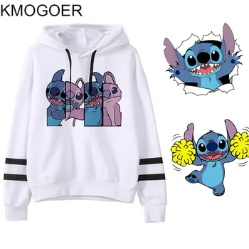 

Spring Female Long Sleeve Stitch Print Hooded Fashion Harajuku Women Hoodies Sweatshirts Lilo Stitch Hoodie Ladiy Girl Pullover