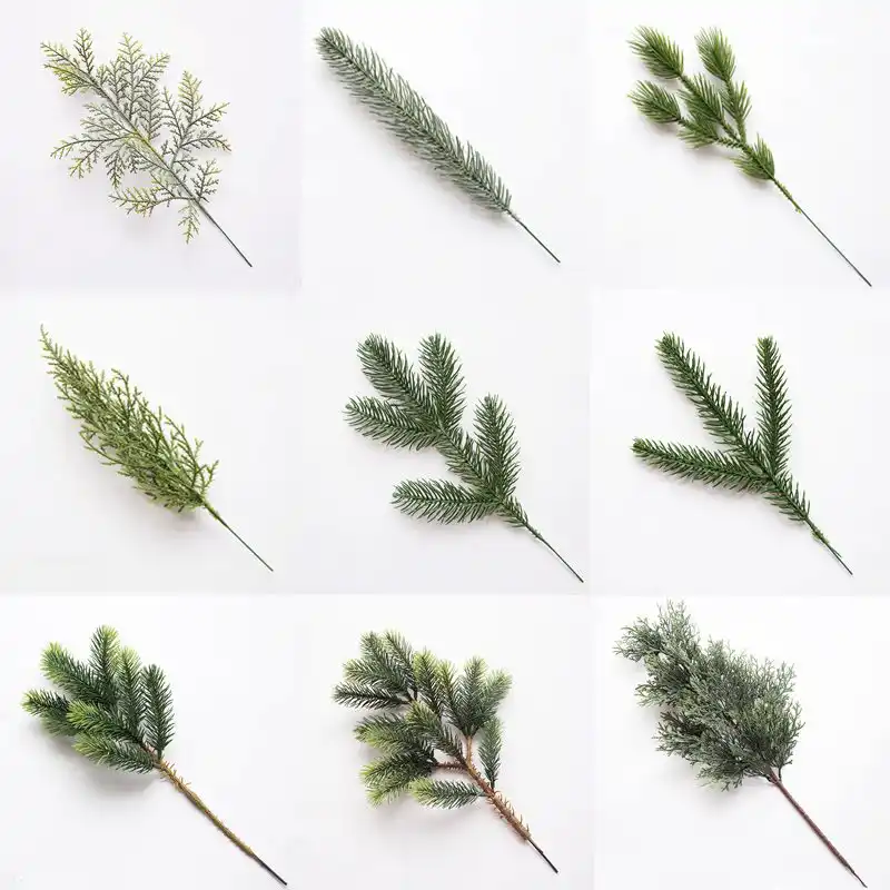 Ramas De Pino Artificiales Adornos De Arbol De Navidad Ramas De Plantas De Hoja De Cipres Falsas Para Decoracion De Navidad Adornos De Fiesta Domestica 62622 Colgantes Y Adornos En Forma De Gota