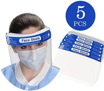 

5 Packs Face Shield Protect Eyes and Face with Clear Open Protective Film, Elastic Band and Comfort Sponge, Anti,Dust,Pollution,