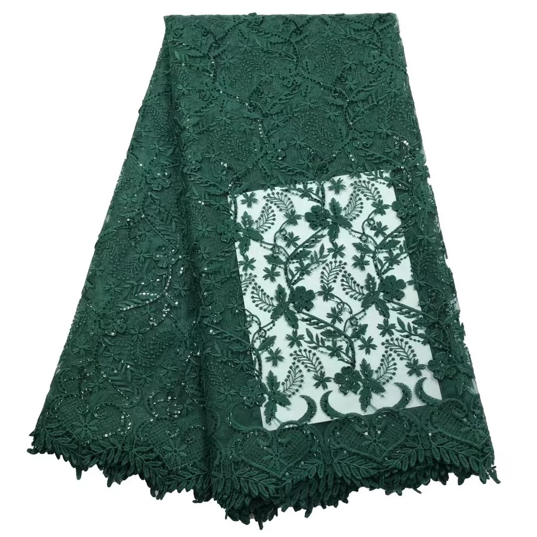 

5 Yards Nigerian Sequins French Lace 2021 Soft Luxury Embroidery African Tulle Lace Mesh Fabric For asoebi Party Dress