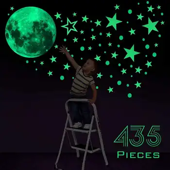 

435 Pcs/set 3D Bubble Luminous Stars Dots Wall Sticker Kids Room Bedroom Home Decoration Decal Glow in the dark DIY Stickers
