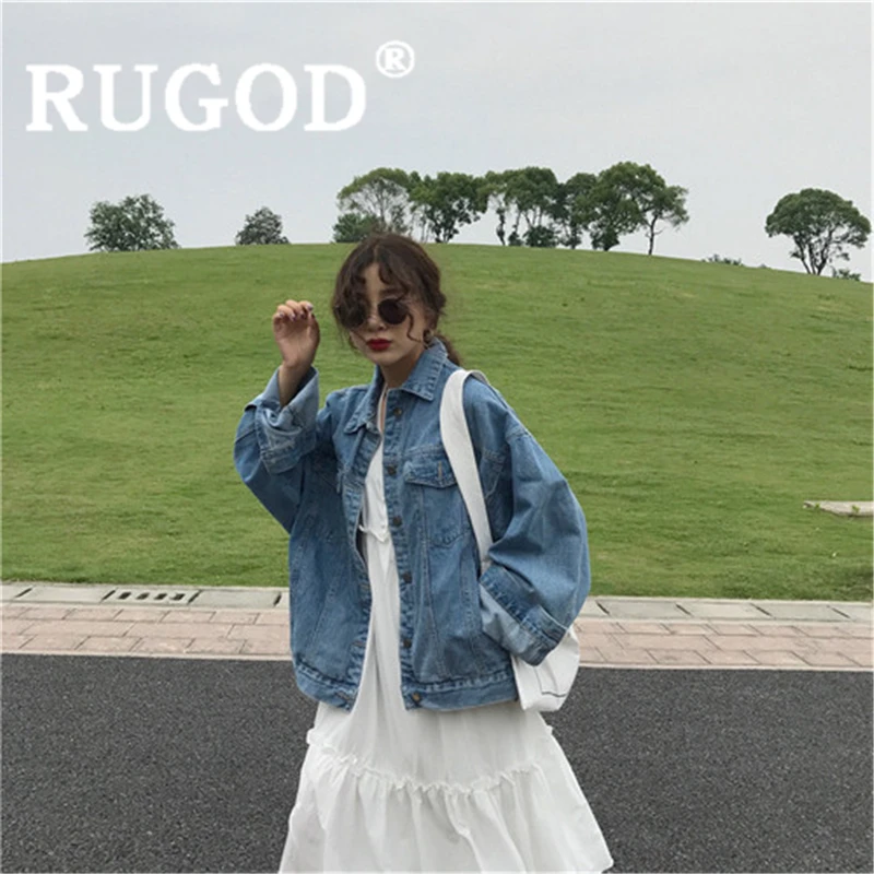 RUGOD для женщин однотонные синие одноцветное джинсовые куртки в винтажном стиле