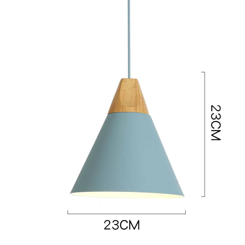 Современный светодиодный подвесной светильник в скандинавском стиле из дерева, для кафе, ресторана, спальни, кухни, разноцветное украшение для дома, алюминиевый светильник - Цвет корпуса: 23cm Blue