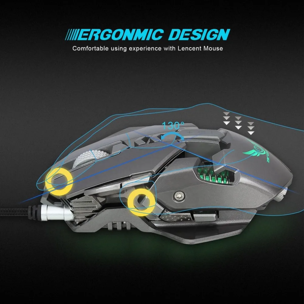 Игровая мышь X300GY USB Проводная конкурентоспособная игровая мышь Механическая игровая мышь регулируемая 4000 dpi 7 программируемых кнопок светодиодный с подсветкой