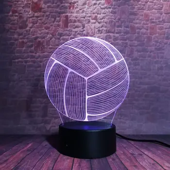 

Lovely 3D Nightlight Visual Illusion LED 7 Colors Changing Flash Light Volleyball Sport Model Toys Baby