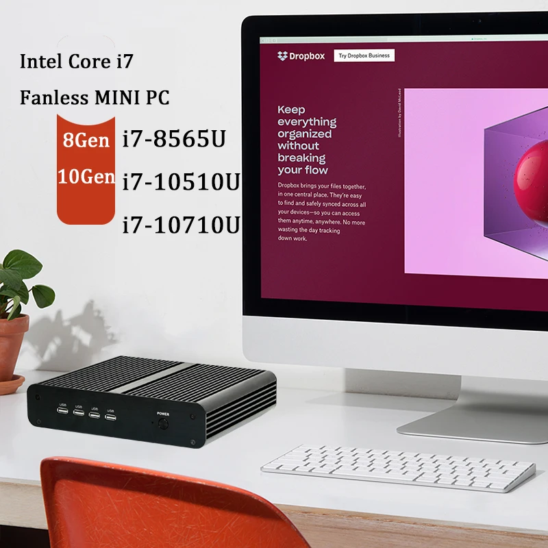 10th Gen sin ventilador Mini PC Intel Core i7 10710U PC de escritorio Windows 10 2 * DDR4 M.2 NVMe + Msata + 2,5 SATA HTPC NAS HDMI DP