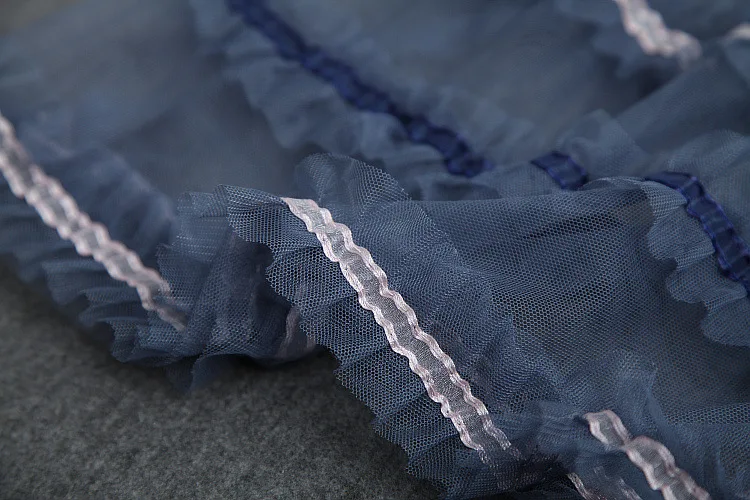 Women Lace Hot Colour Ruffle Zippers Dress Patchwork Mesh Elegance High Waist Office Lady O-Neck Knee-Lengyth Dress