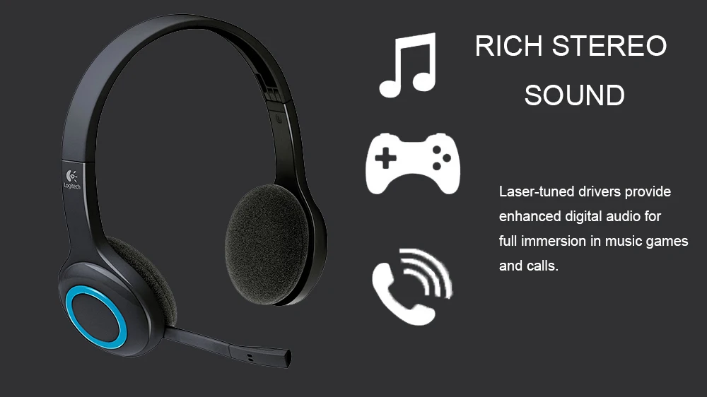 Logitech H600 Gaming Stereo Headphones 2 4GHz Wireless Headset Portable Over The Head Fordable Earphones with microphone Newst