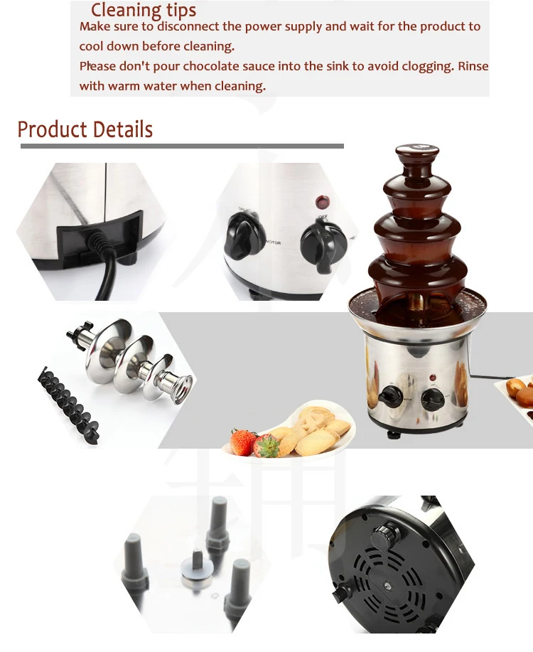 4 этаж шоколадный фонтан водопад фондю пульверизатор автономный нагрев DIY Бытовая Свадебная вечеринка