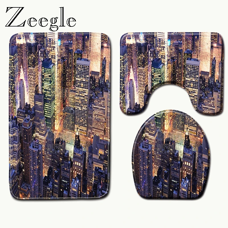 Zeegle 3 шт./компл. микрофибра коврик для ванной комнаты Набор мягкие пьедестал коврики для туалета коврик крышка Анти-скольжения абсорбирующий коврик Ванная комната ковры и