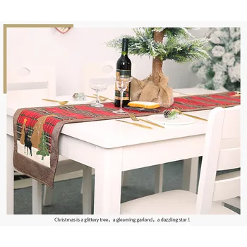 

1pc Table Runner Linen Christmas Elk Christmas Tree Bell Cartoon Tablecloth For Halloween Easter Dinner Party Supplies Home Deco