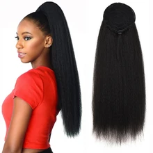 

Long Afro Puff Ponytail Hair Extensions For Women Synthetic Kinky Straight Drawstring Ponytails With Clip Elastic Band