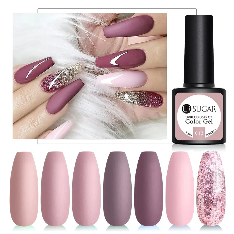 

UR SUGAR 7.5ml Nude Color Series Nail Art Gel Polish Semi Permanent Matte UV Gel Nail Soak Off Nails Gel Varnish Nail Polish