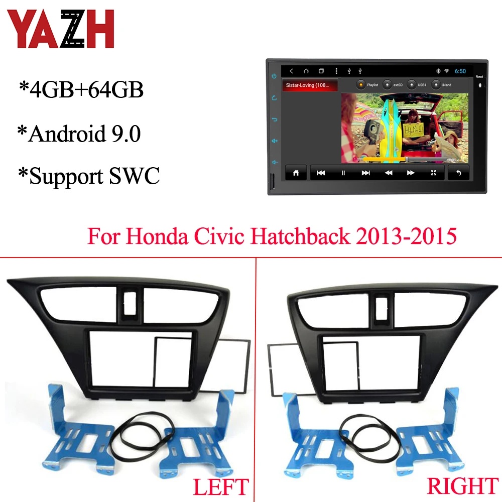 Авторадио YAZH 4 Гб + 64 ГБ GPS навигация для Honda Civic 2013 2014 2015 с Android 9 0 мультимедийный