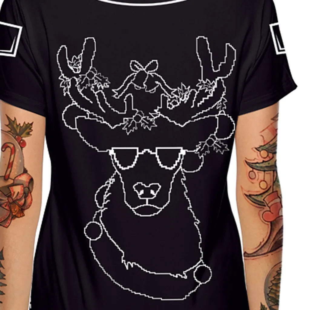 T-Shirts Women New Fashion Casual Christmas Pattern Printing Short Sleeves Shirt Tops& Tees Women's Clothing Drop Shipping