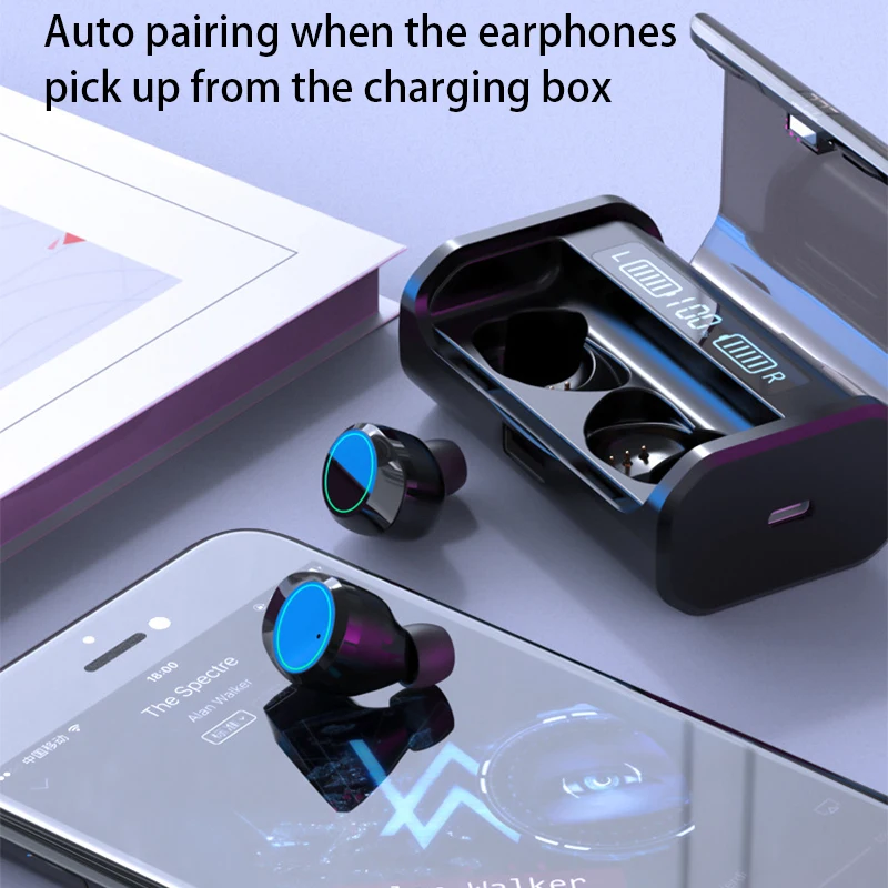 HiFi звук TWS Bluetooth 5,0 наушники бинауральные вызов сенсорный контроль спортивные стерео наушники гарнитура с 4000ма Зарядка для телефона