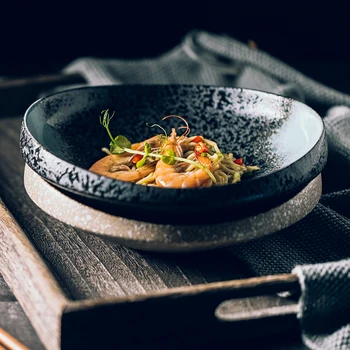 

Thick good-looking plate deep nest porcelain creative plate Japanese irregular ceramic plate dish restaurant dishes