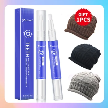 

Teeth Whitener Gel Whitening Pen Effective Remove Plaque Stains Toothpaste Teeth Whitening Pen Dental Care Tools with Hat Gift