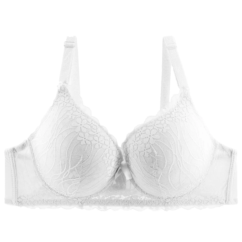 Beauwear Дерево лист французский стиль нижнее белье без подкладки женский сексуальный цветочный кружевной бюстгальтер мягкое модное нижнее белье размера плюс 40C-50DD - Цвет: White