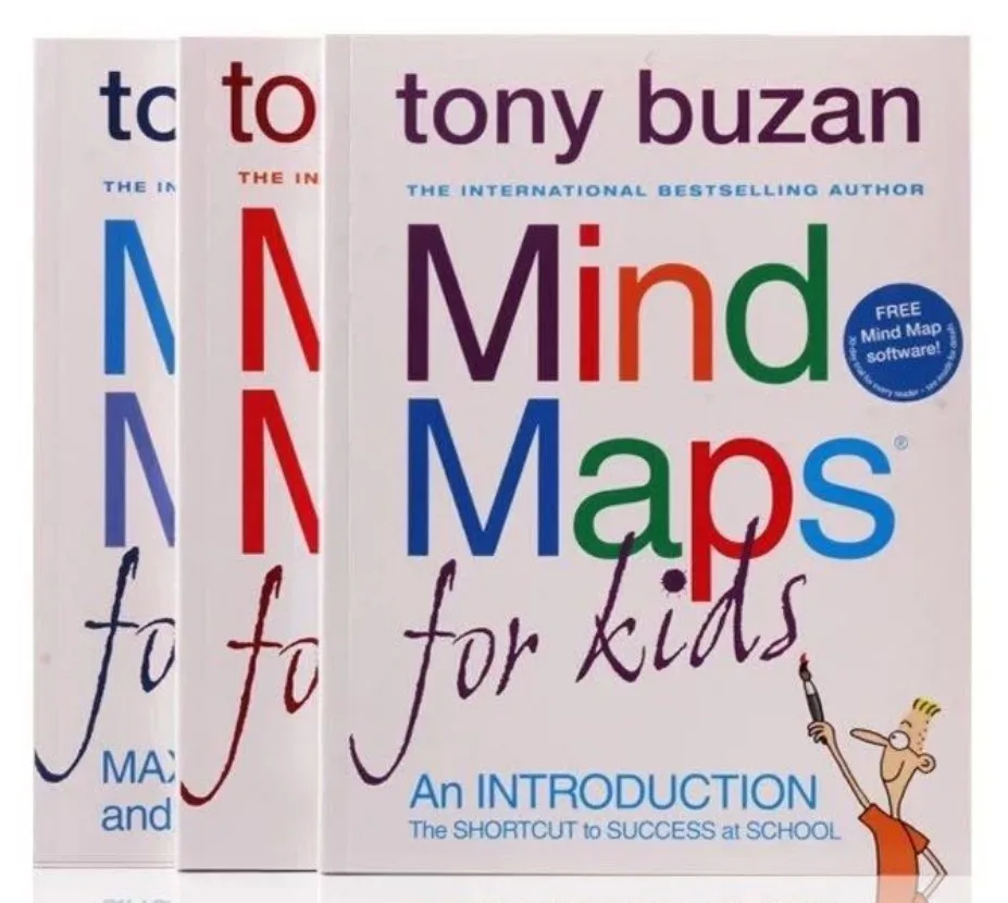 

3 books Tony Buzan: Mind Maps for Kids English Story Picture Books for Children Learn English Reading Books