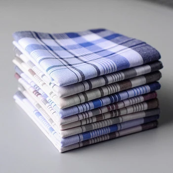 

5Pcs/lot Square Plaid Stripe Handkerchiefs Men Classic Vintage Pocket Pocket Cotton Towel For Wedding Party 38*38cm Random