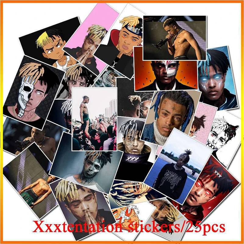 25 шт. Американский раппер XXXTENTACION Плакат Наклейка для чемодан для скейтборда блокнот ПВХ водонепроницаемая игрушка наклейка в стиле граффити F4 - Цвет: 25pcs