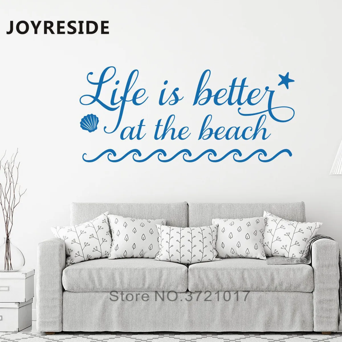 JOYRESIDE Life Is Better Wall Sticker Quotes Wall Decals Home Livingroom Decor Vinyl Life Is Better At Beach Wall Decal WM177