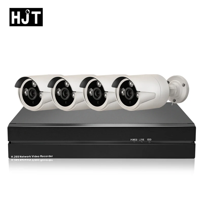 HJT H.265 5.0MP 4CH комплект ip-камеры Системы POE сетевой видеорегистратор наружного наблюдения безопасности набор камеры видеонаблюдения на