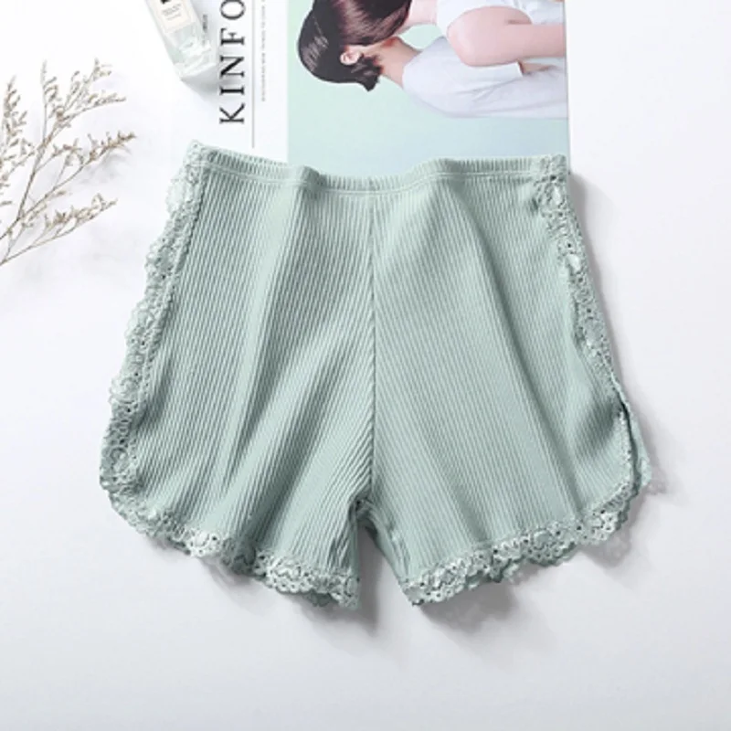 Зеленый Summer New Thread Cotton Lace Safety Underwear Ladies Japanese Anti-going Out Wearing Shorts Lingerie Underpants Women's Panties - Цвет: Зеленый