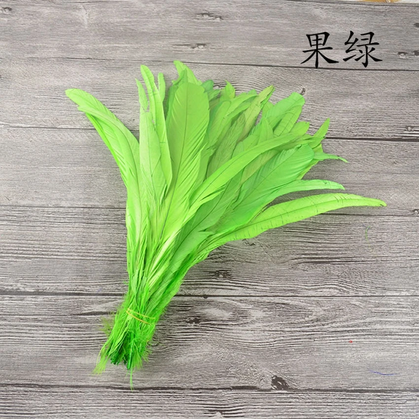 apple green 100 шт./пакет 25-30 см(10-12ich) ручная Сортировка полностью прекрасное Яблоко зеленый раскрашенный петух петушиные перья для свадебного карнавала - Цвет: apple green