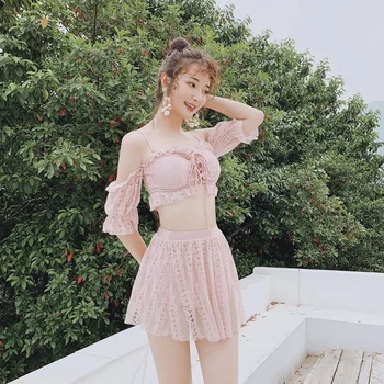 

Sports Swimsuit For Women Plus Size Tankini Two Piece Women's Bathing Suits Push Up Split Swimsuits With Skirt Bikini High Waist