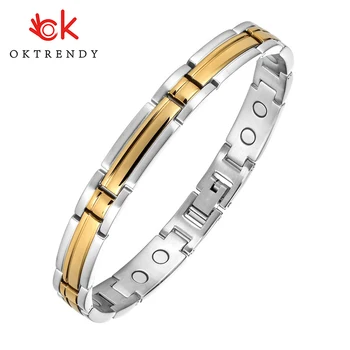 

Fashion Stainless Steel Lover Bangle Men Women Couple Magnetic Bracelets 3000 GAUSS Energy Charm Wrist Chain Valentine's gift
