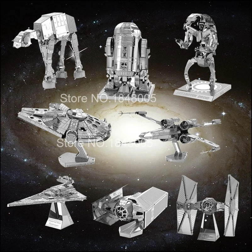 New Star Wars 3D Metal Puzzle C3PO Shuttle Vader TIE Fighter X Wing MIni BB-8 Robot R2D2 Model Adult Figures Kid Educational Toy | Игрушки и