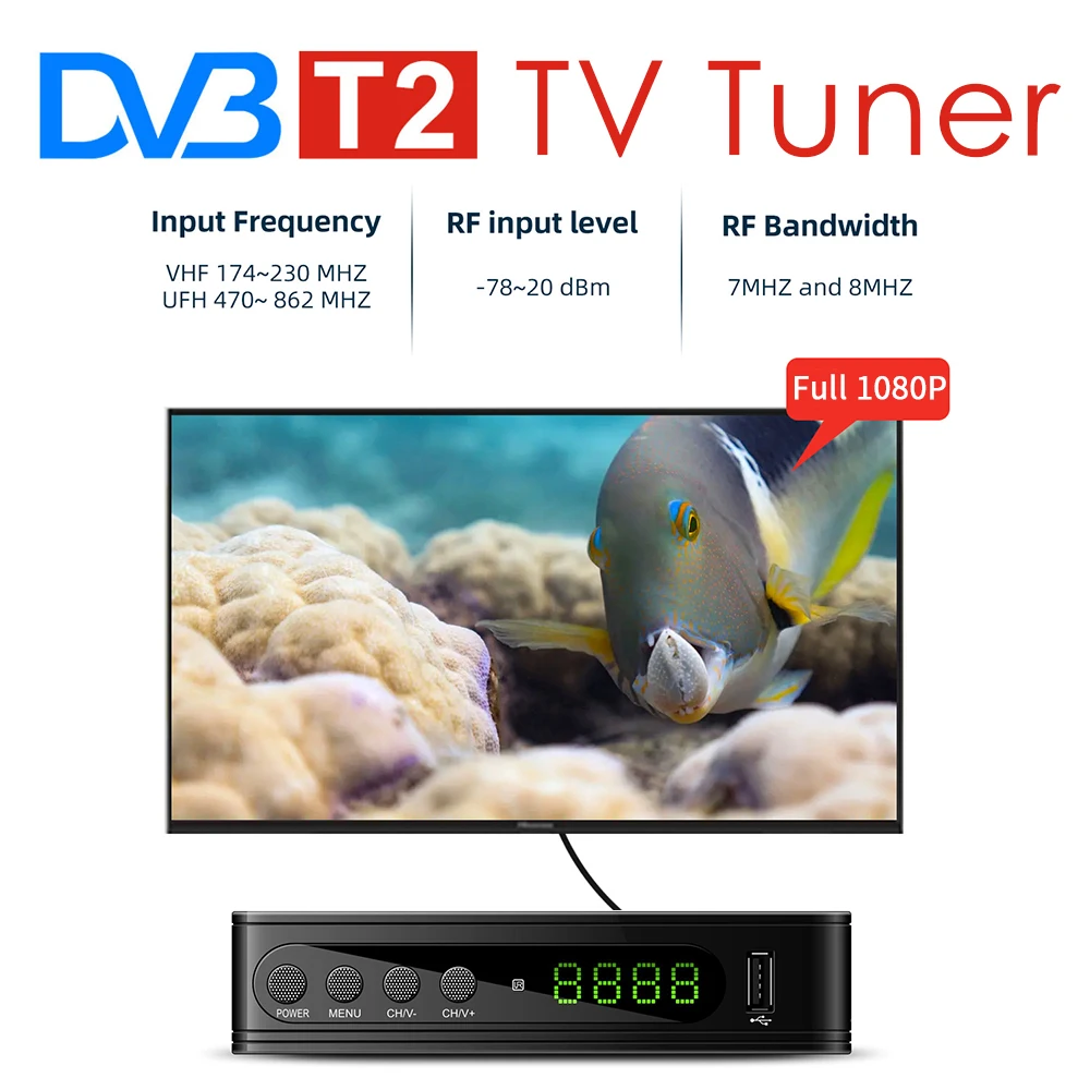 

FTA DVB-T2/DVB-T Set-top Box Digital TV Tuner Prefix DVBT2 TDT TV Receptor Receiver DVB T2 H.264 DVB-C IPTV AC3 VHF/UHF Tuner