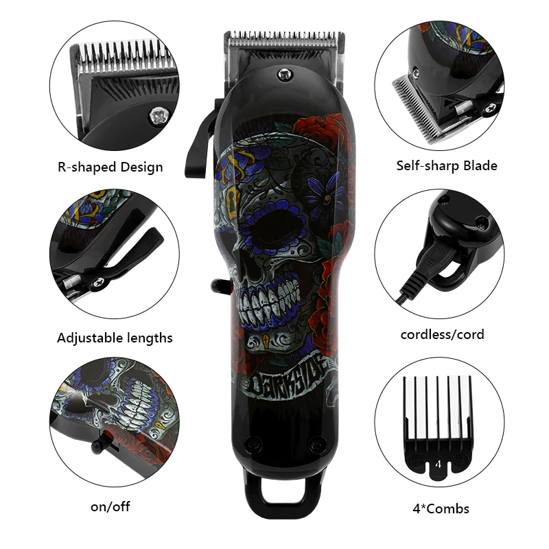 Wireless Salon Hair Clipper Professional Hair Trimmer Men Electric Powerful Motor Barber Cutting Machine Lithium Battery