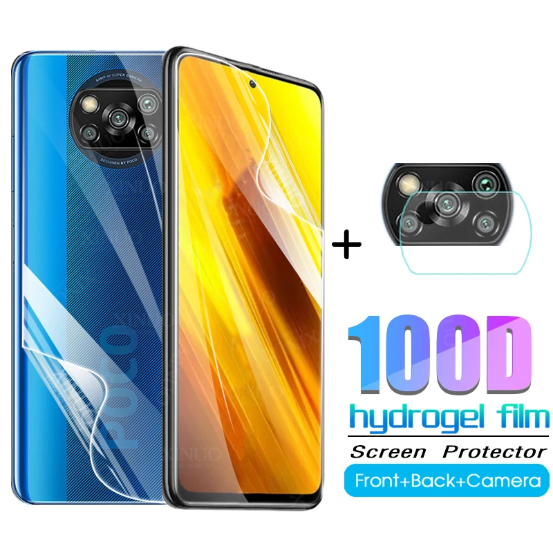 Poco x3-Película de hidrogel frontal y trasera, protector de pantalla para xiaomi poco x3 pro pocox3, película protectora nfc, cristal para cámara little f3 x3 m3