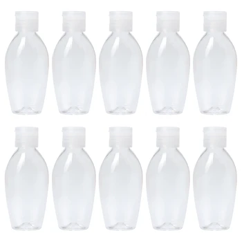 

10pcs 50ml Refillable Bottle Reusable Empty Transparent PET Leak Proof Home Clamshell Design Essential Oils Cosmetic Container
