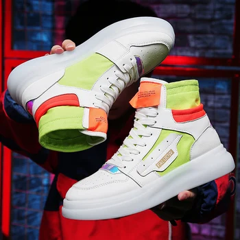 

Quality Men's High Top Sneakers Fashion Autumn Winter Trainers Boys Board Shoes Ankle Boots Spring Flats