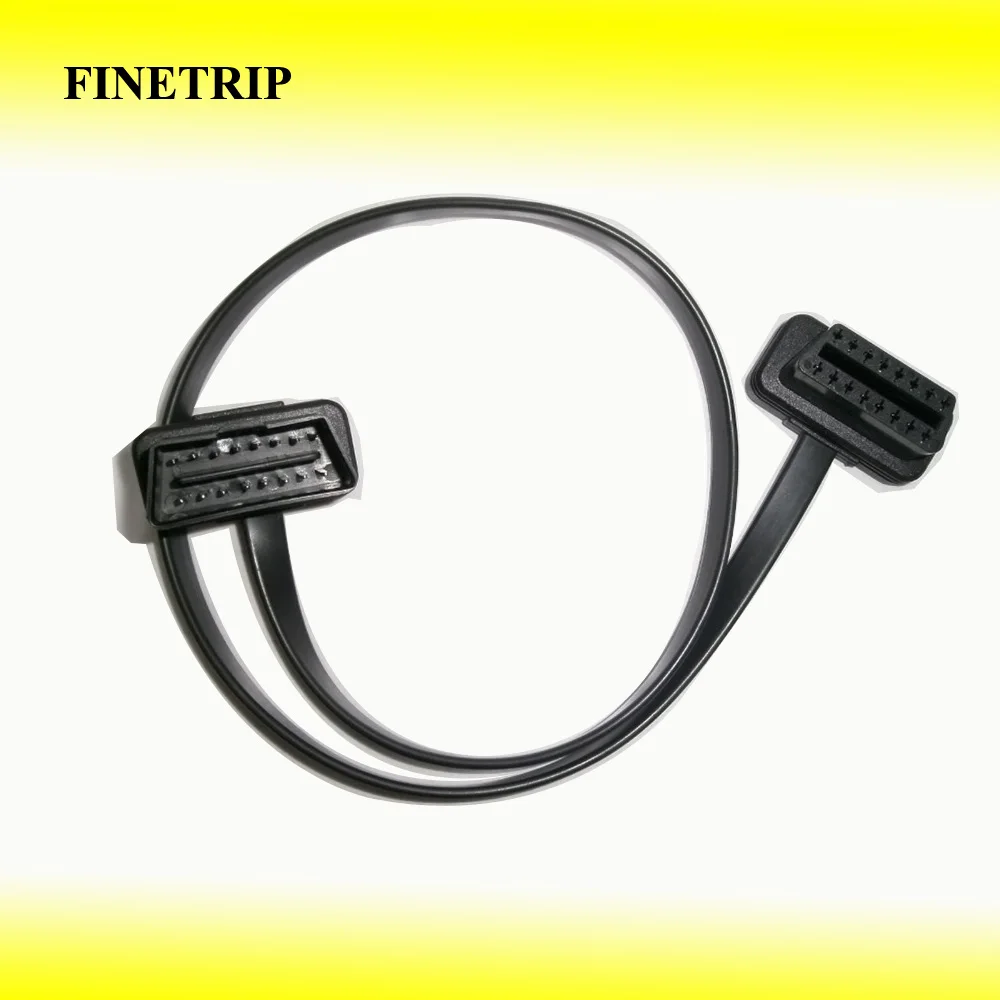 30cm/60cm/1m Flat+Thin ELM327 Male To Female Elbow Car Connector Adapter 16 Pin OBD2 Extension Cable