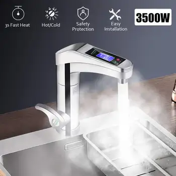 

Tankless Instant Electric Water Heater Temperature Display Water Heating Kitchen Hot 3500W Water Heater with LED UK Plug